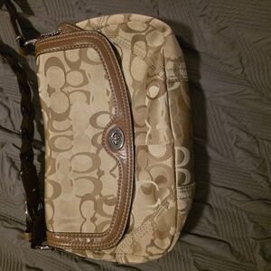 Beige and Brown Patterned Shoulder Bag
